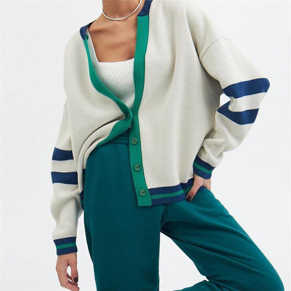 Cardigan Décontracté en Couleurs Contrastées – Style Moderne et Confort Casual