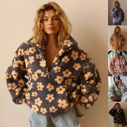 Trendy Floral Pullover Coat
