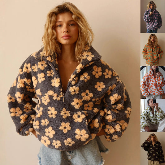 Trendy Floral Pullover Coat